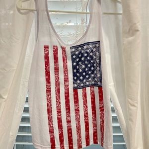 3/$15 🇺🇸 American Flag Lace Back Tank 🇺🇸